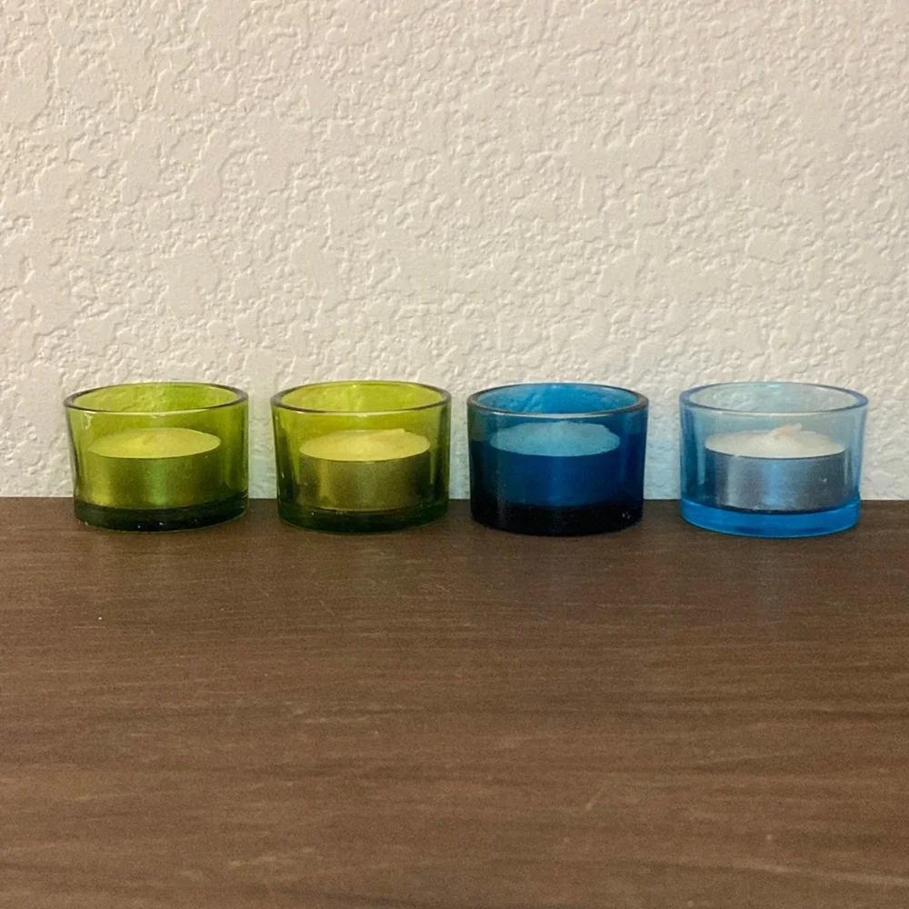 IKEA Skamt Tea Light Candle Holders in Blue Green Set of 4 in original package